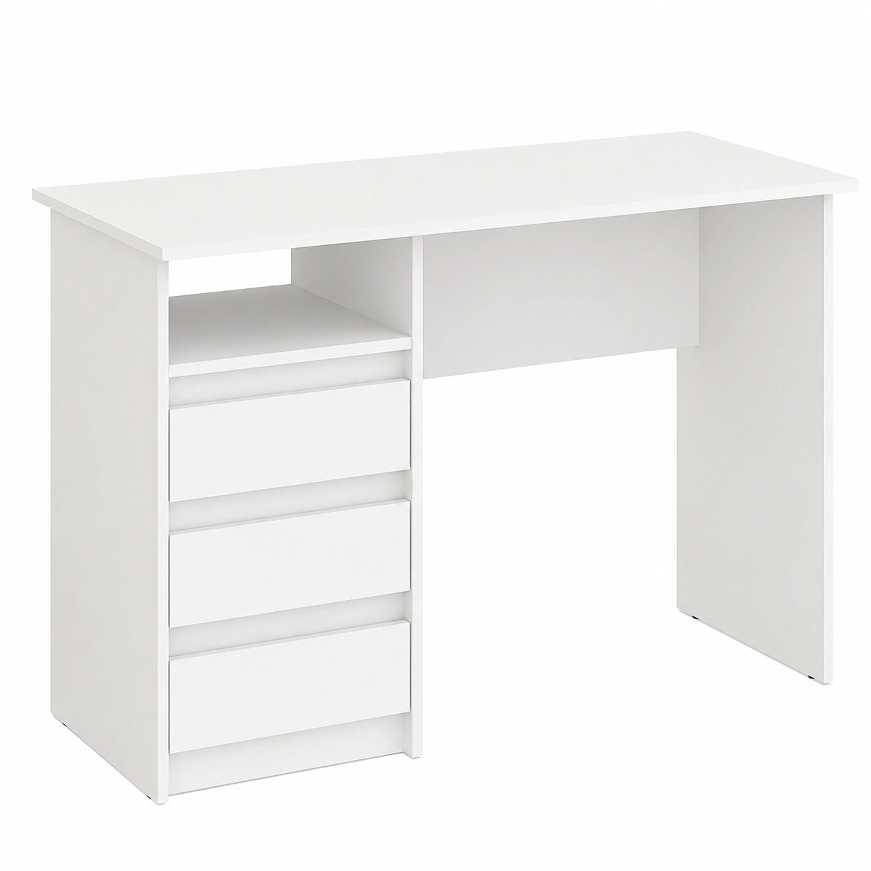 Scrivania Bianca con Cassetti COMTO - Tavolo Compatto per Ufficio e Studio, Salvaspazio 110x50x74 cm