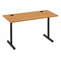 Scrivania Moderna per Ufficio e Gaming, con Gestione Cavi, Ripiano Robusto, Facile da Assemblare, Struttura Nera, Finitura in Rovere, 120x60x73,6 cm