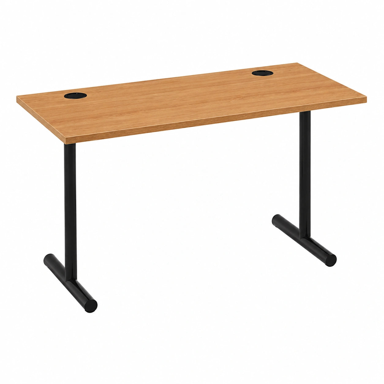 Scrivania Moderna per Ufficio e Gaming, con Gestione Cavi, Ripiano Robusto, Facile da Assemblare, Struttura Nera, Finitura in Rovere, 120x60x73,6 cm