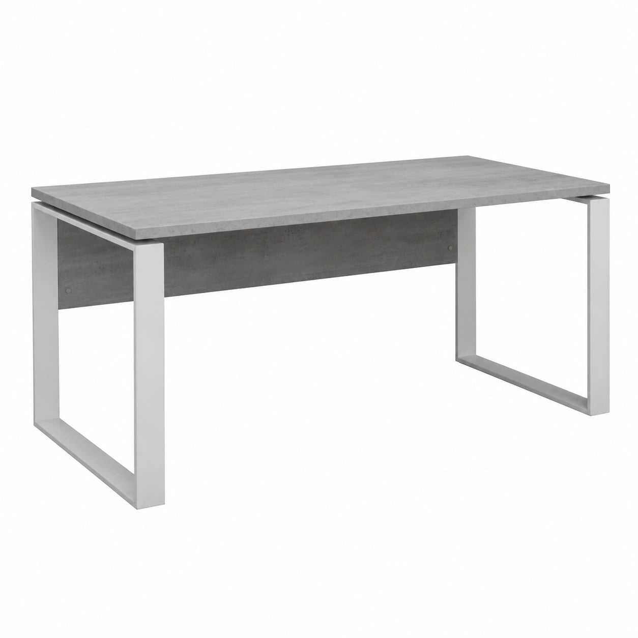 Scrivania Moderna in Cemento Grigio e Metallo Bianco 170x74,5x80 cm, Made in Italy