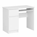 Scrivania Salvaspazio con Ripiano Tastiera e Cassetto Sinistro, 90x77x50 cm, Bianco