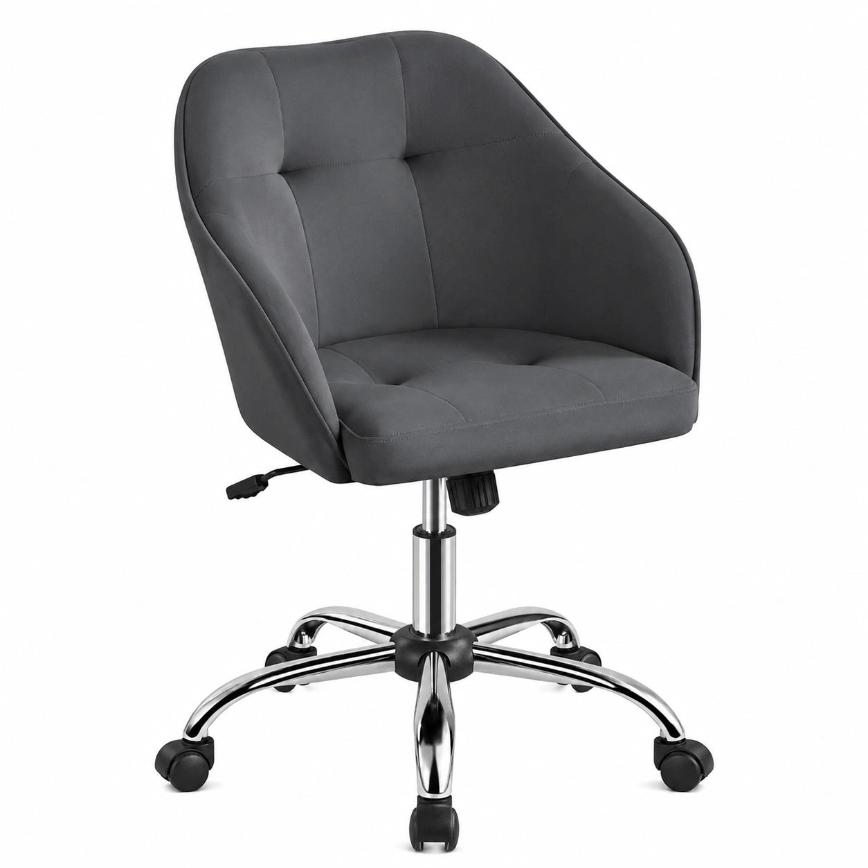 Poltrona da Ufficio Girevole in Velluto Ergonomica Grigia 136 kg