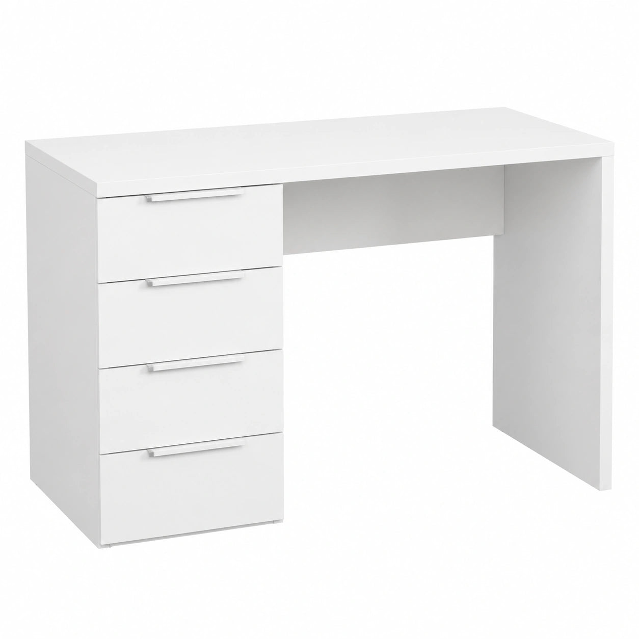 Scrivania Moderna con 4 Cassetti per Ufficio, 110x75,4x59,6 cm, Bianco, Made in Italy