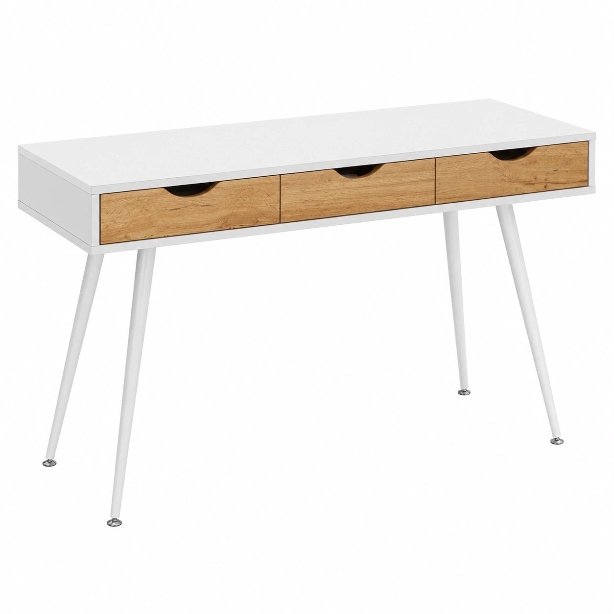 Tavolo da Computer con 3 Cassetti, Scrivania Bianca per Ufficio e Casa, 110x50x78