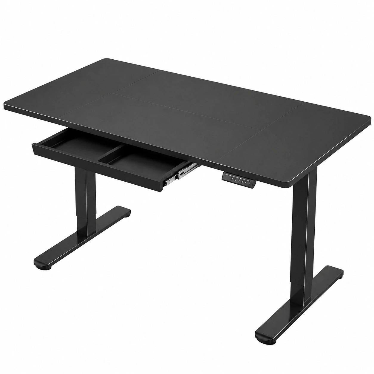 Scrivania Elettrica Regolabile con Memoria Intelligente, 140x80 cm, Design Stabile a T, Nero