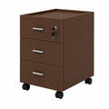 Cassettiera da ufficio con serratura e ruote, 3 cassetti, 40x51,5x55 cm, noce