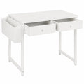 Scrivania Multifunzione 80x40cm con 2 Cassetti in Tela, Tavolo da Lavoro per Casa e Ufficio, Bianco