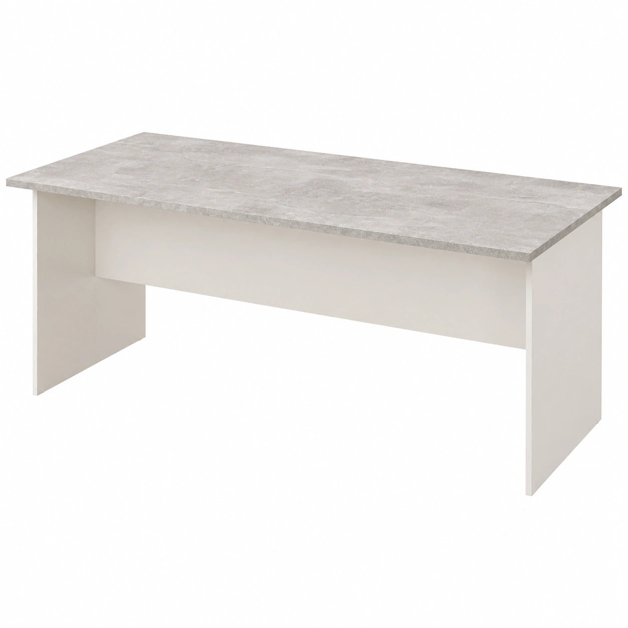 Scrivania in Legno per Computer Ufficio, Tavolo Porta PC Moderno, Resistente a Urti e Graffi, 180x80x74 cm, Cemento e Bianco