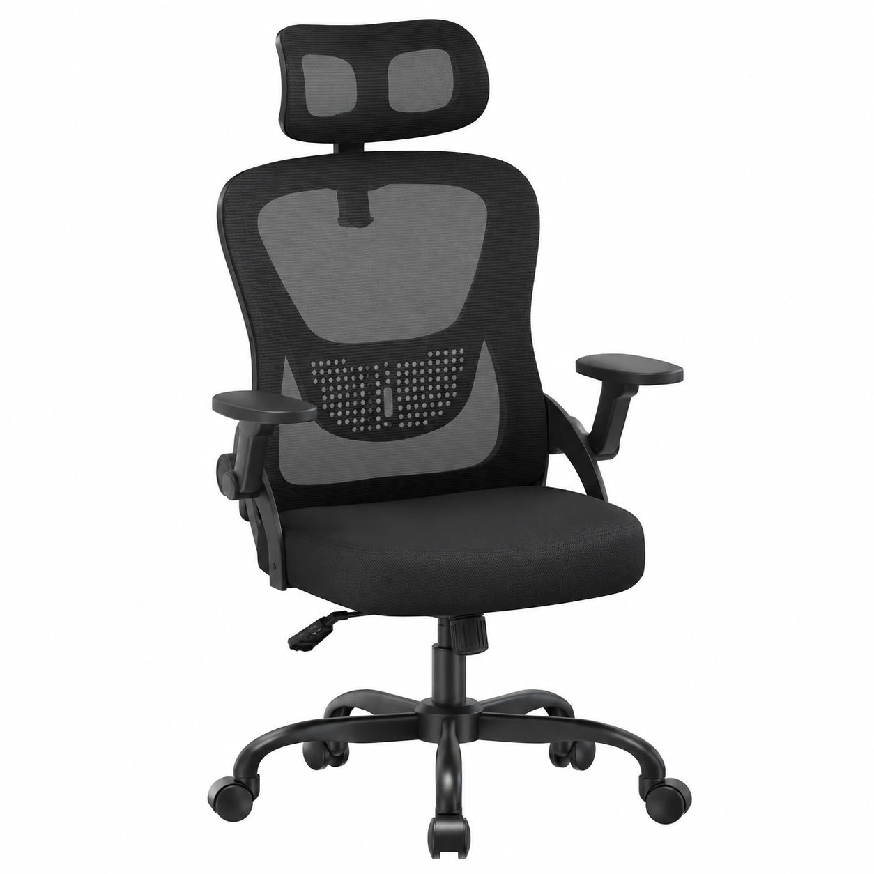 Sedia Ergonomica da Ufficio Rattantree con Braccioli e Poggiatesta Regolabili, Altezza Regolabile, Nera