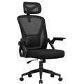 Sedia da Ufficio Ergonomica Nera con Braccioli Pieghevoli e Poggiatesta