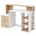 Scrivania Moderna per Computer con Ripiani in Legno MDF, 137x55x92cm