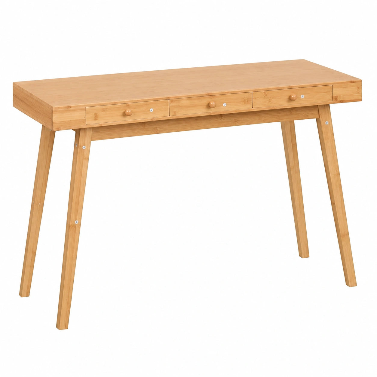 Scrivania in Bambù con 3 Cassetti, Design Naturale per Casa e Ufficio, 100x50x75 cm