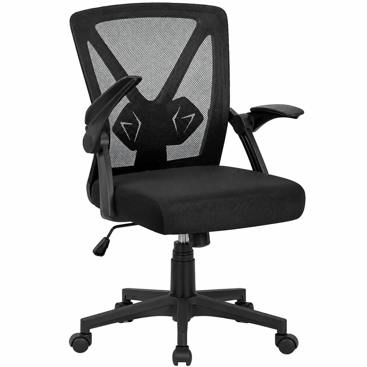 Sedia Ergonomica da Ufficio in Rete Traspirante con Braccioli e Ruote, Regolabile, Portata 136 kg, Colore Nero