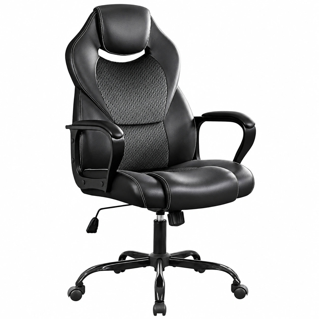 Sedia Ergonomica da Ufficio Nera con Supporto Lombare Regolabile
