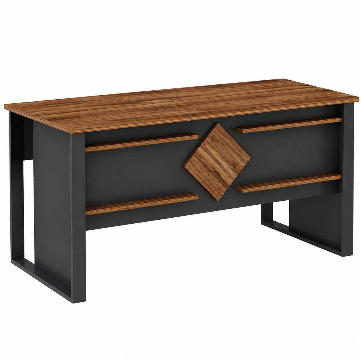 Scrivania Moderna Homidea BOSS 150x72x75,6 cm per Ufficio o Studio, Colore Antracite e Rovere