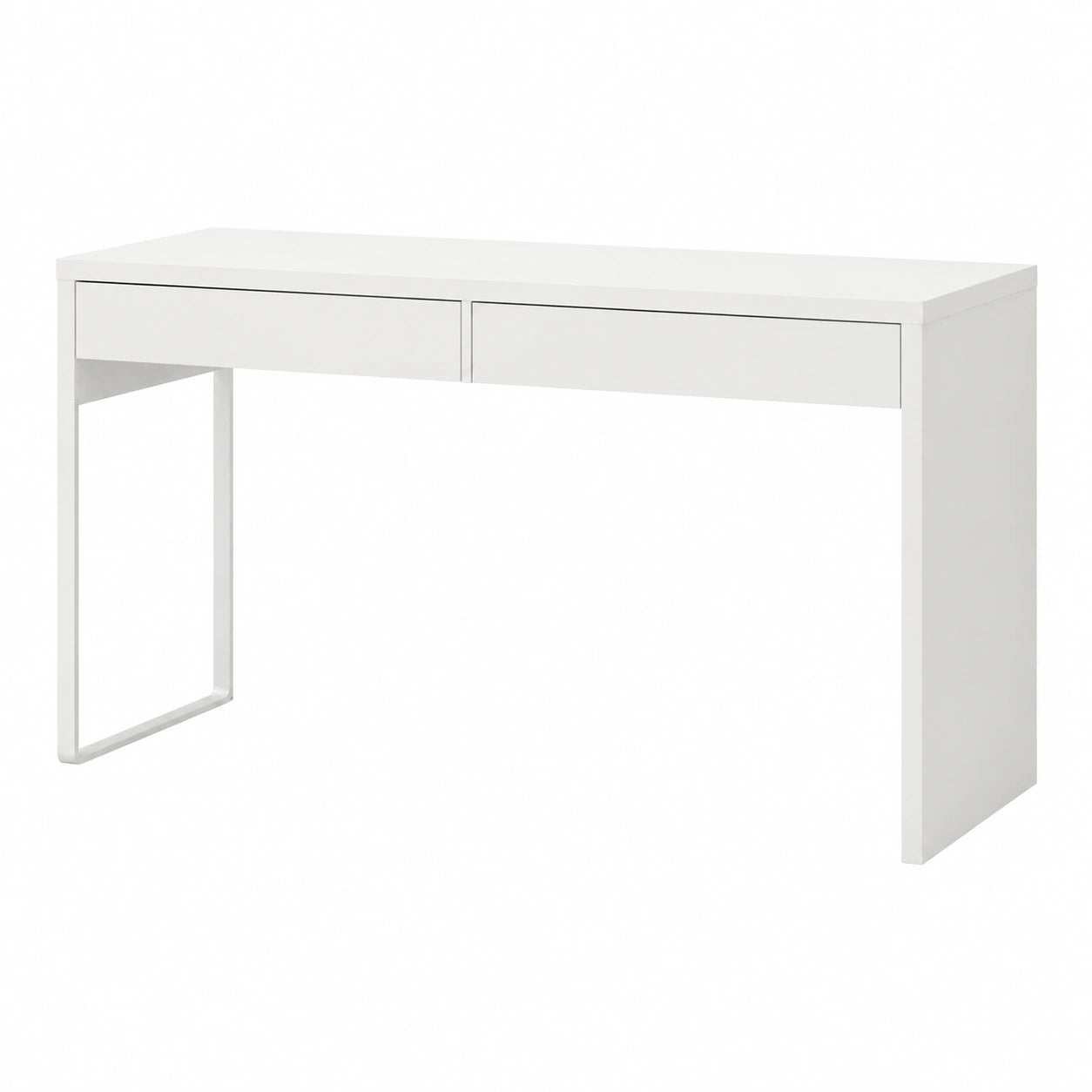 Dmora - Scrivania multifunzione Houston, Tavolo da ufficio con 2 cassetti, 138x50x75 cm, Bianco