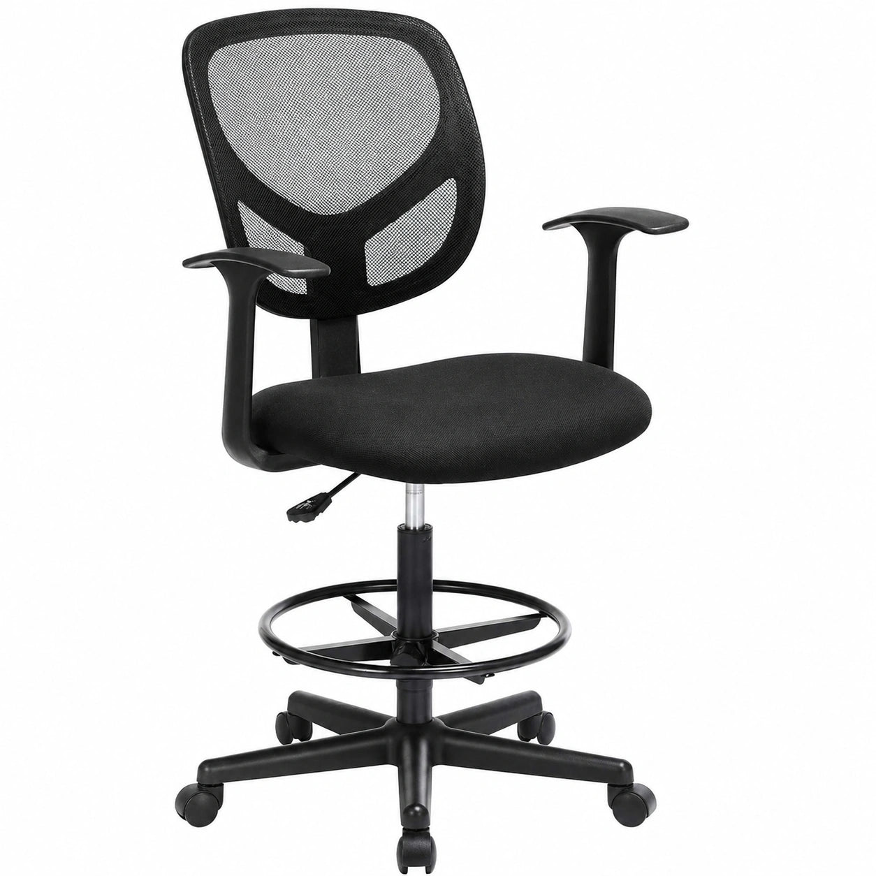 Sedia Ergonomica da Ufficio SONGMICS, Girevole in Rete con Braccioli e Poggiapiedi Regolabile, Altezza Regolabile, Portata 120 kg, Colore Nero