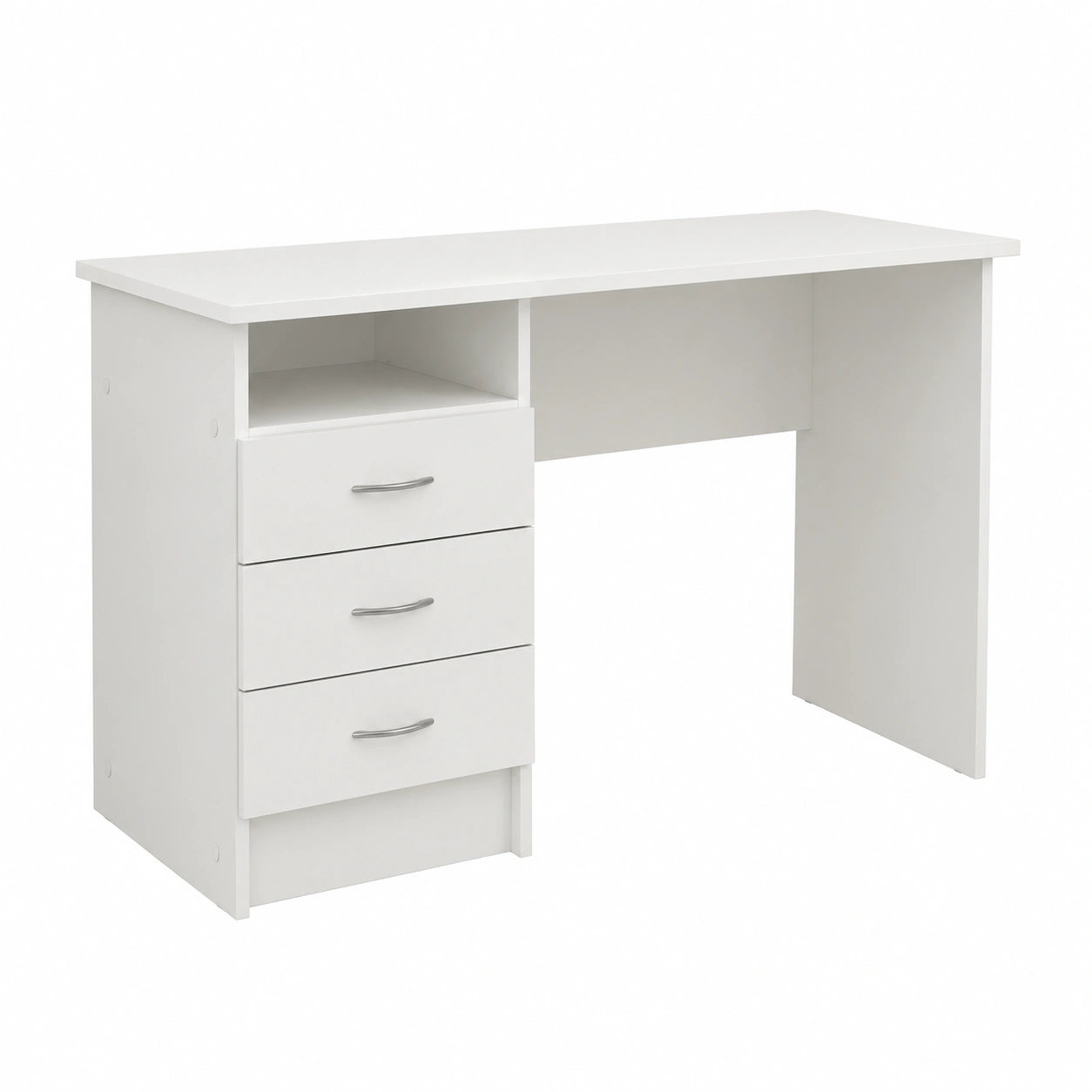 Scrivania Moderna Bianca con Cassetti Multipli, Dimensioni 120x72x48 cm