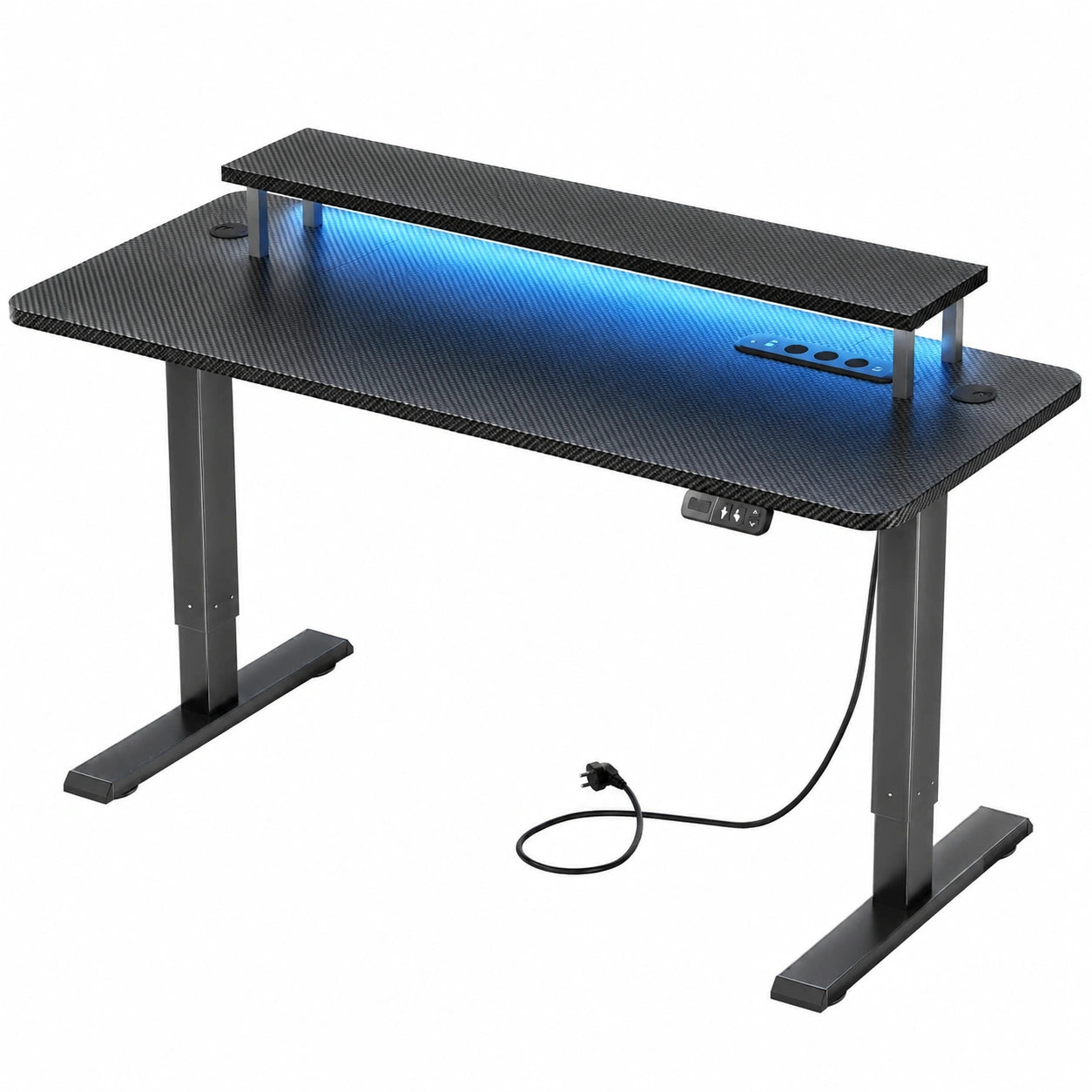 Scrivania Gaming LED 120x60 cm Regolabile, con USB e Supporto Monitor