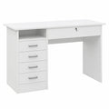Scrivania Ufficio Moderna con Cassetti e Serratura, 110x50x76cm, Bianco